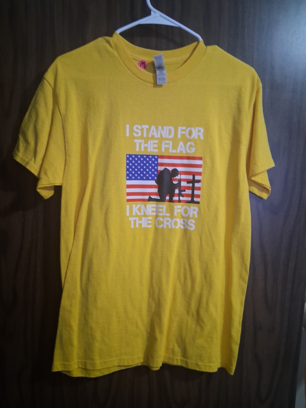 Gildan Yellow Short-Sleeve Graphic Tee - Patriotic Cross Design
